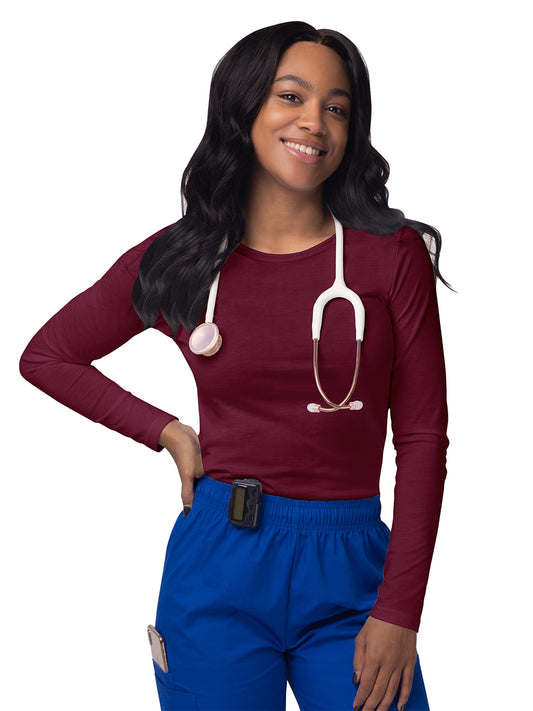 Women's Long Sleeve Underscrub Tee - S8500 - Burgundy