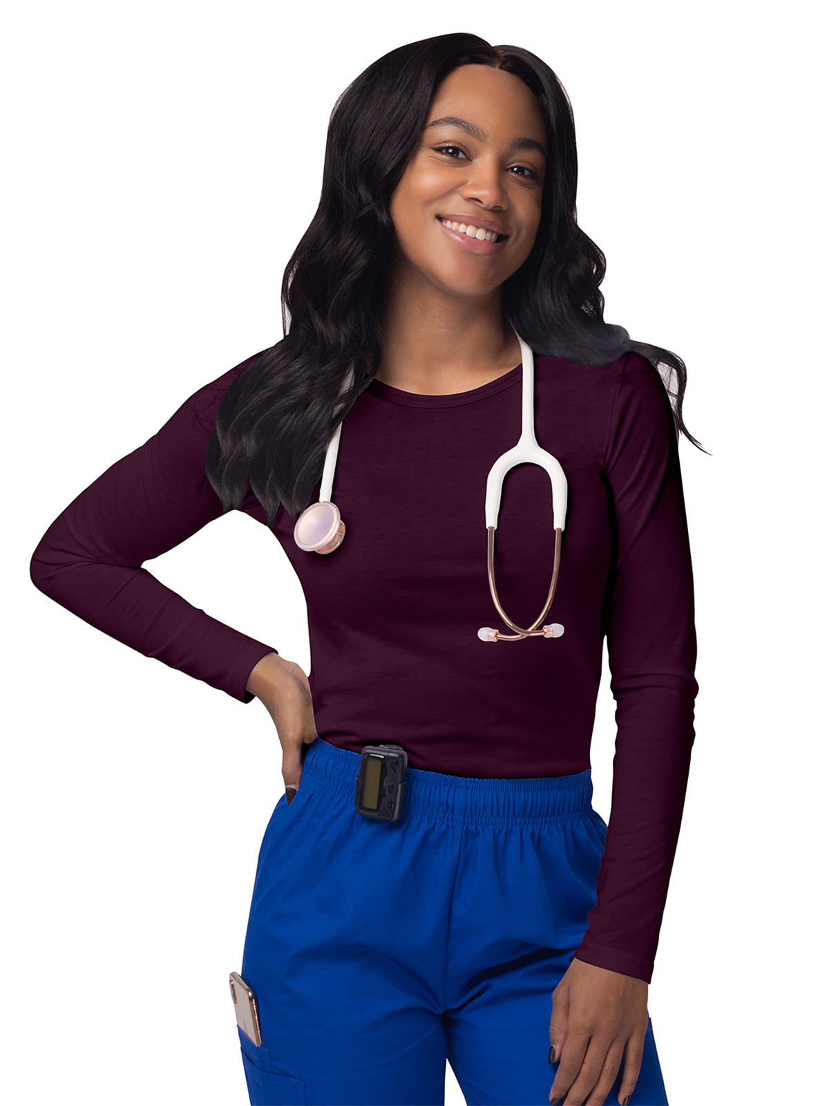 Women's Long Sleeve Underscrub Tee - S8500 - Eggplant