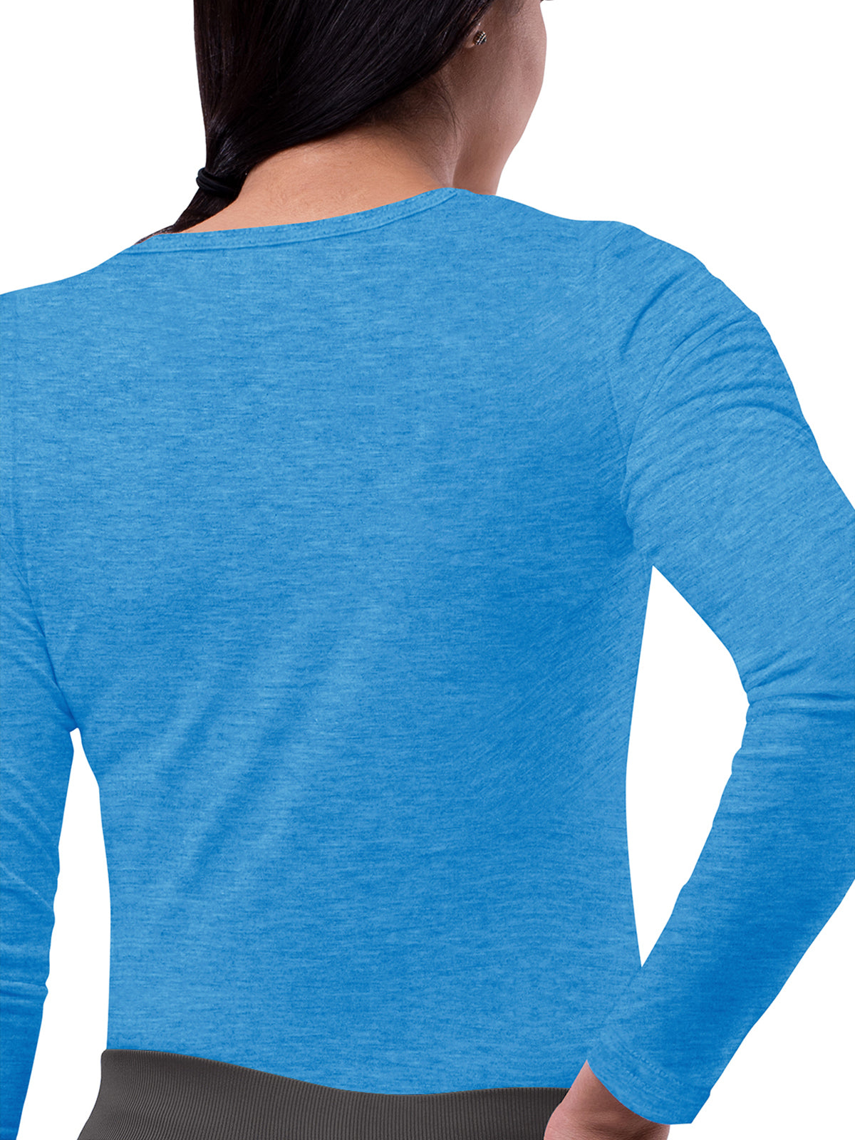 Women's Long Sleeve Underscrub Tee - S8500 - Heather Pool Blue