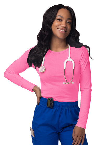 Women's Long Sleeve Underscrub Tee - S8500 - Neon Pink