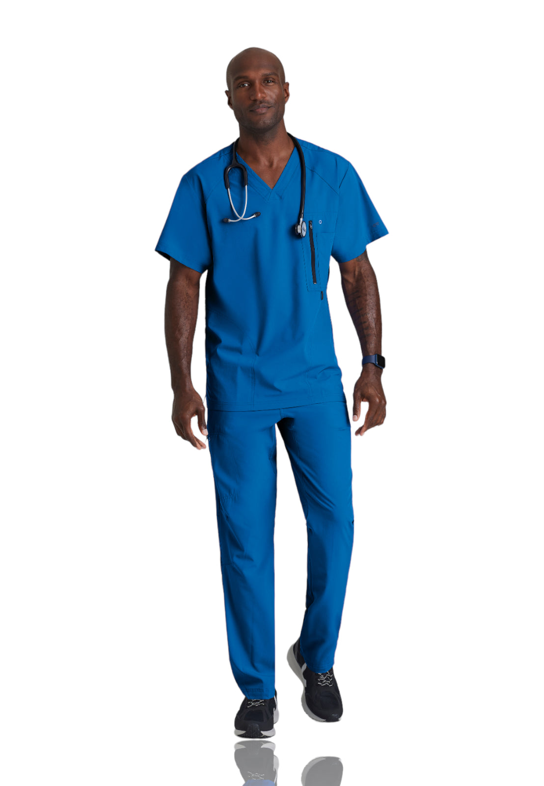 Men's V-Neck Zip Pockets Amplify Scrub Top - 0115 - New Royal