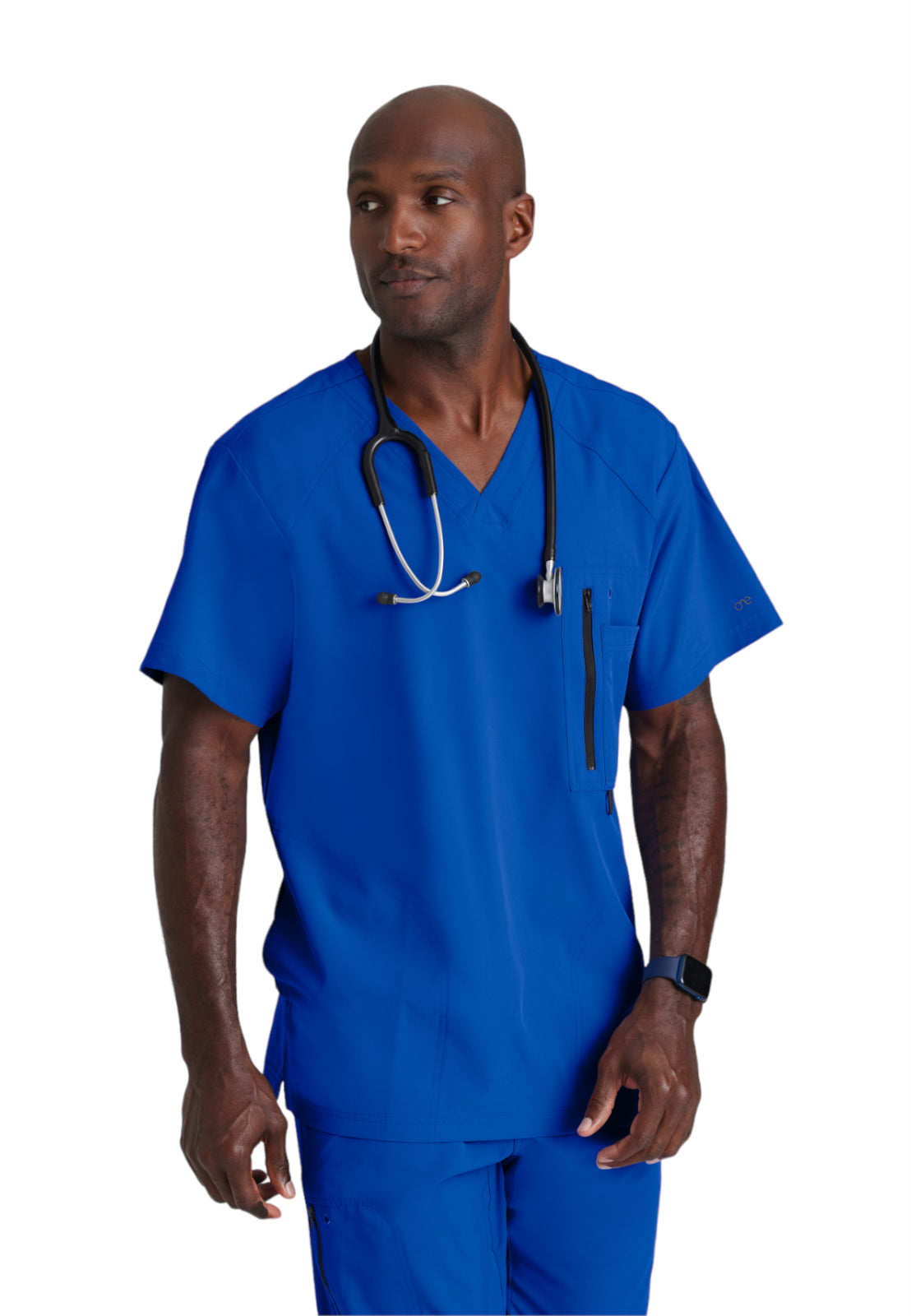 Men's V-Neck Zip Pockets Amplify Scrub Top - 0115 - Cobalt