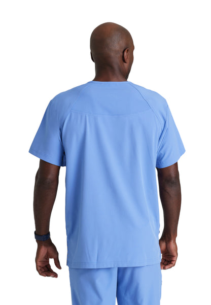 Men's V-Neck Zip Pockets Amplify Top - 0115 - Ciel Blue