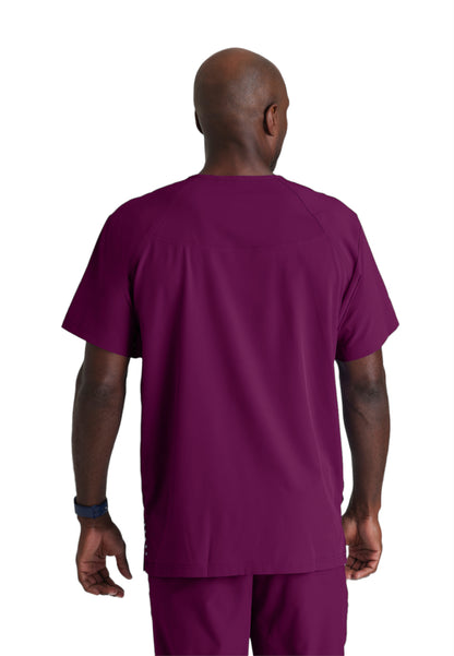 Men's V-Neck Zip Pockets Amplify Scrub Top - 0115 - Wine