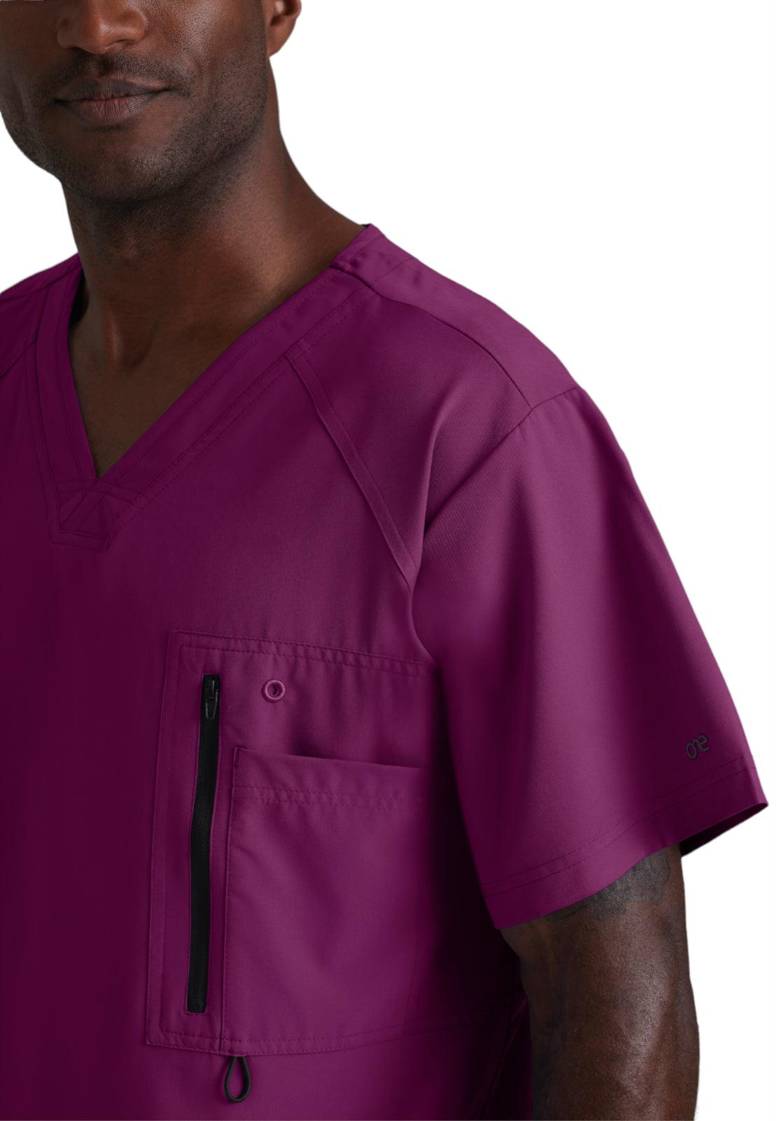 Men's V-Neck Zip Pockets Amplify Scrub Top - 0115 - Wine