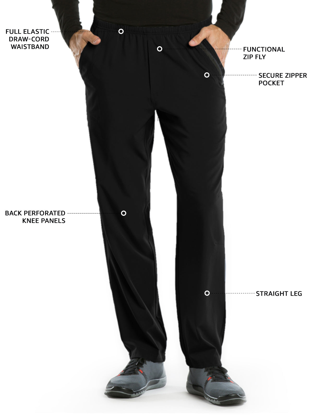 Men's 7 Pockets 4-Way Stretch Fabric Amplify Scrub Pant - 0217 - Black