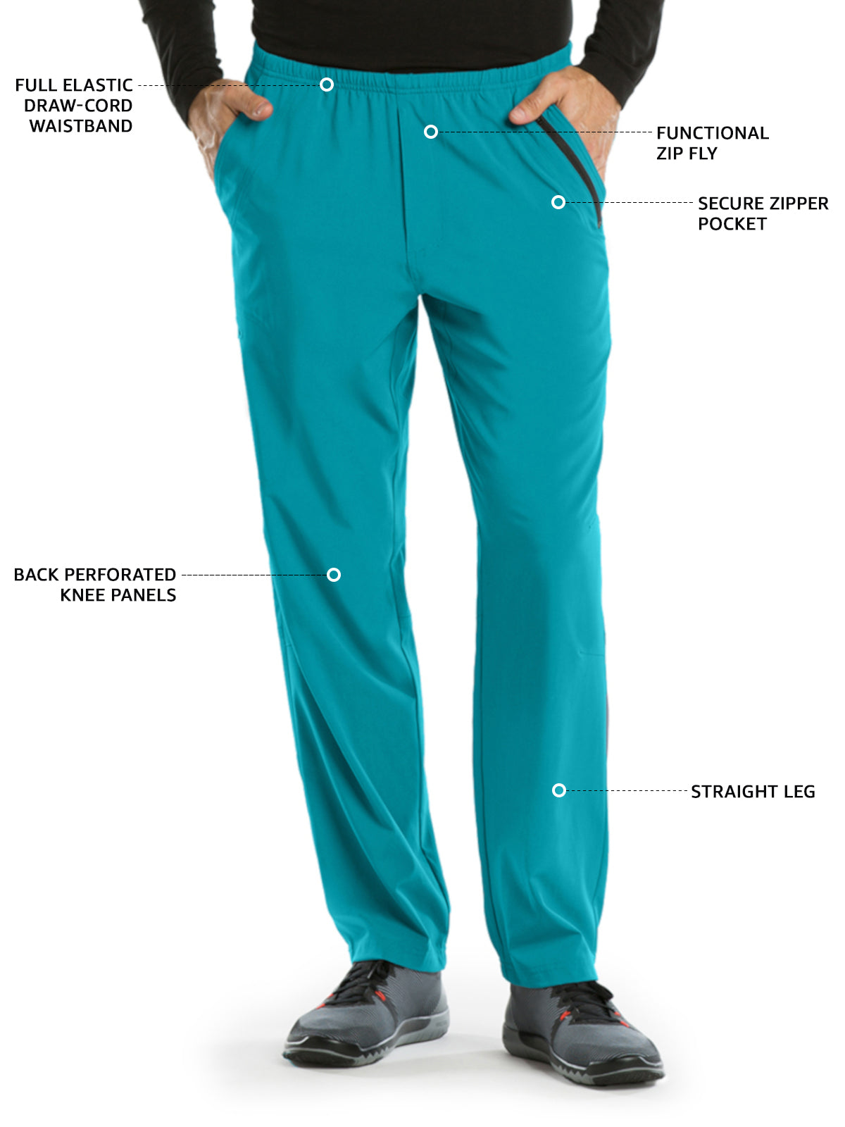 Men's 7 Pockets 4-Way Stretch Fabric Amplify Scrub Pant - 0217 - Teal