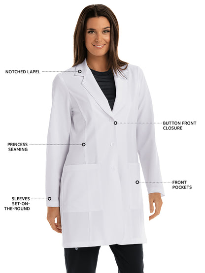 Women's Two-Pocket Princess Seam 35" Morgan Lab Coat - 2402 - White