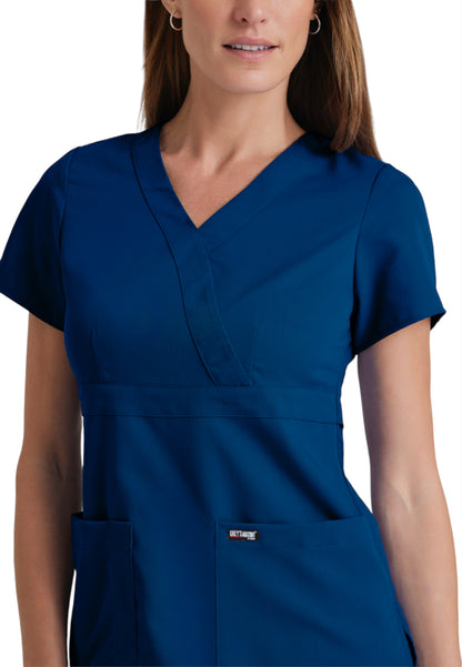 Women's Mock Wrap Riley Scrub Top - 4153 - Indigo (Navy)