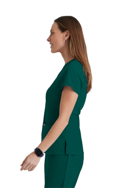 Women's Mock Wrap Riley Scrub Top - 4153 - Hunter Green