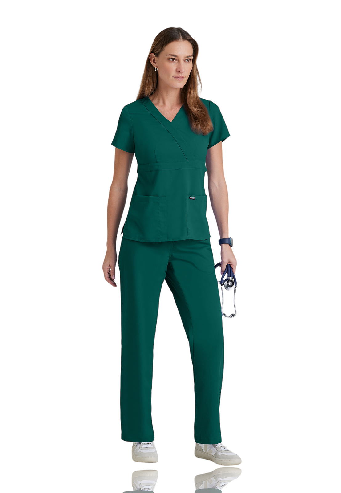 Women's Mock Wrap Riley Scrub Top - 4153 - Hunter Green