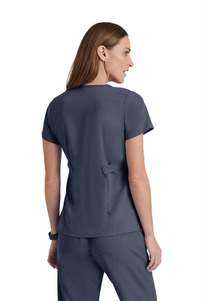 Women's Mock Wrap Riley Scrub Top - 4153 - Steel