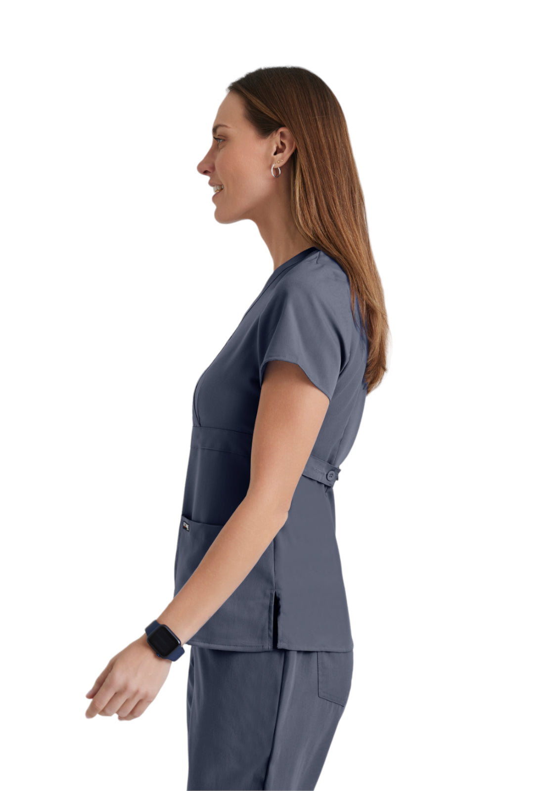 Women's Mock Wrap Riley Scrub Top - 4153 - Steel