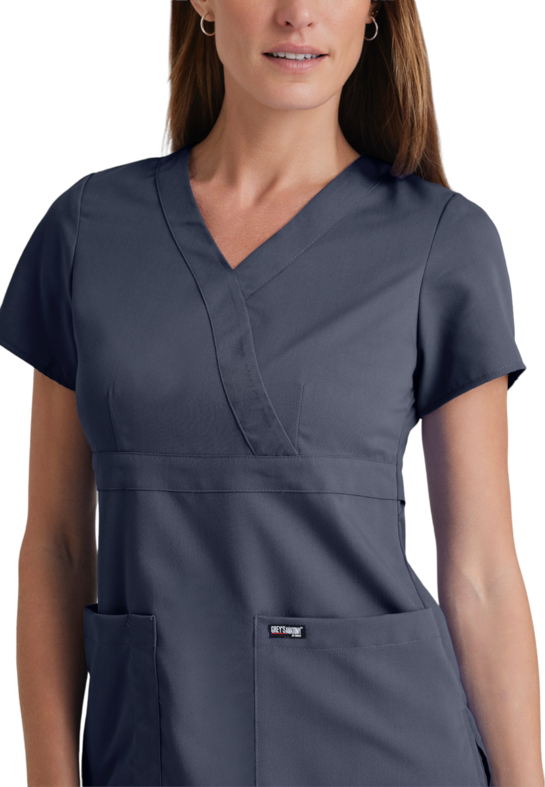 Women's Mock Wrap Riley Scrub Top - 4153 - Steel