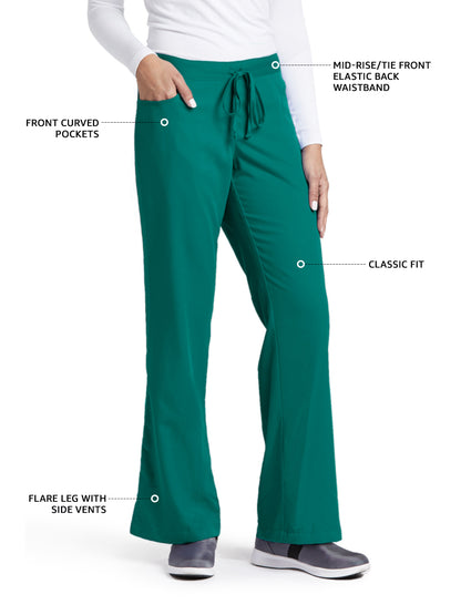 Women's Tie Front Riley Scrub Pant - 4232 - Hunter Green