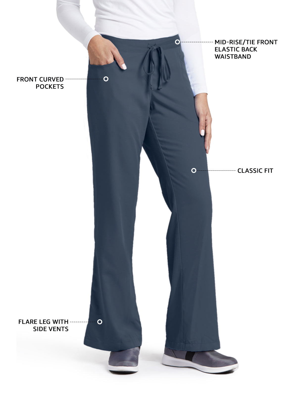 Women's Tie Front Riley Scrub Pant - 4232 - Steel