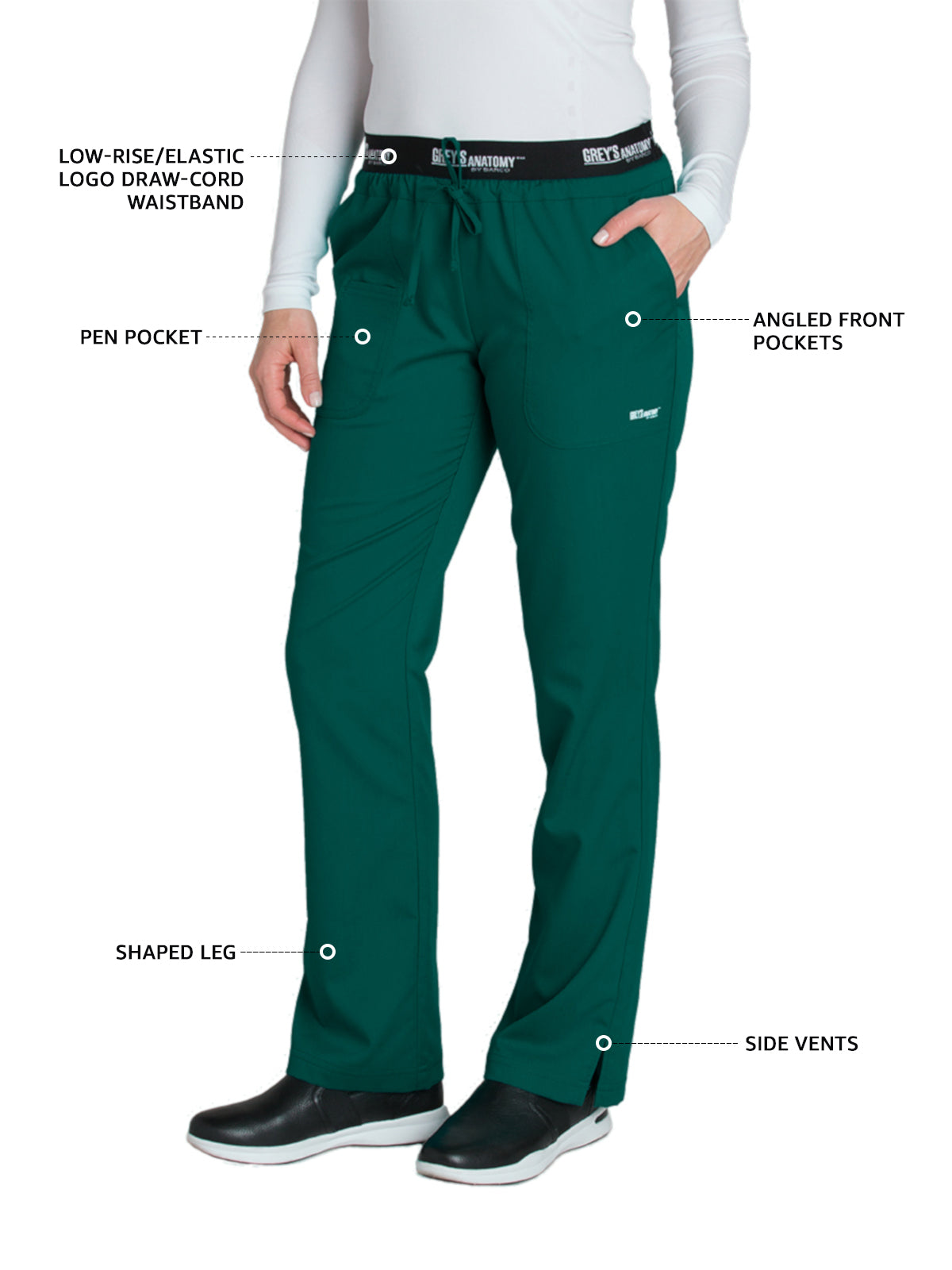 Women's Drawcord Aubrey Scrub Pant - 4275 - Hunter Green