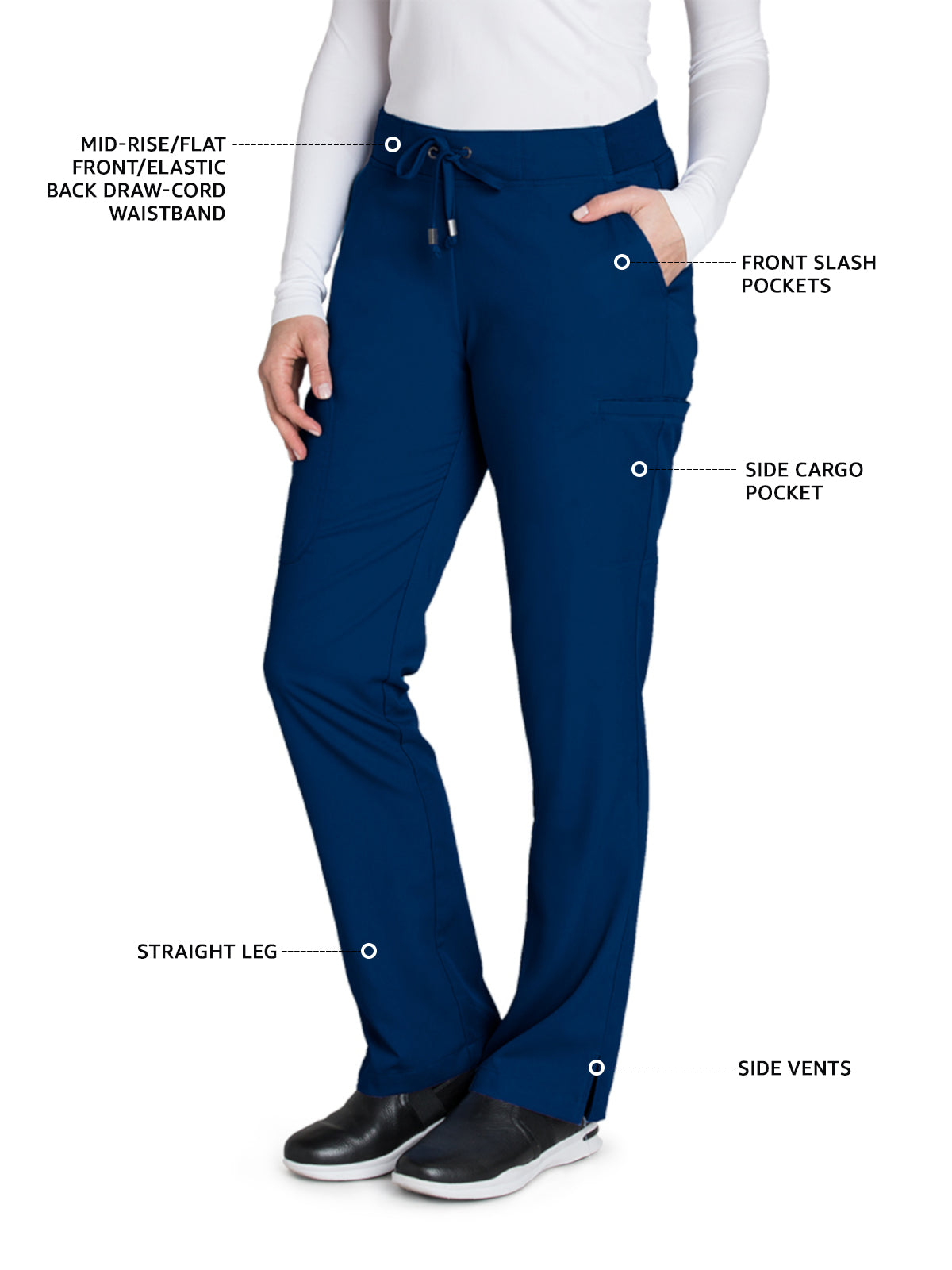 Women's Double Cargo Back Pockets Mia Scrub Pant - 4277 - Indigo (Navy)