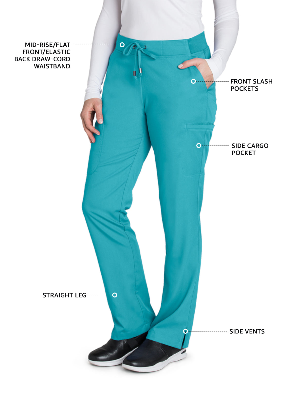 Women's Double Cargo Back Pockets Mia Scrub Pant - 4277 - Teal