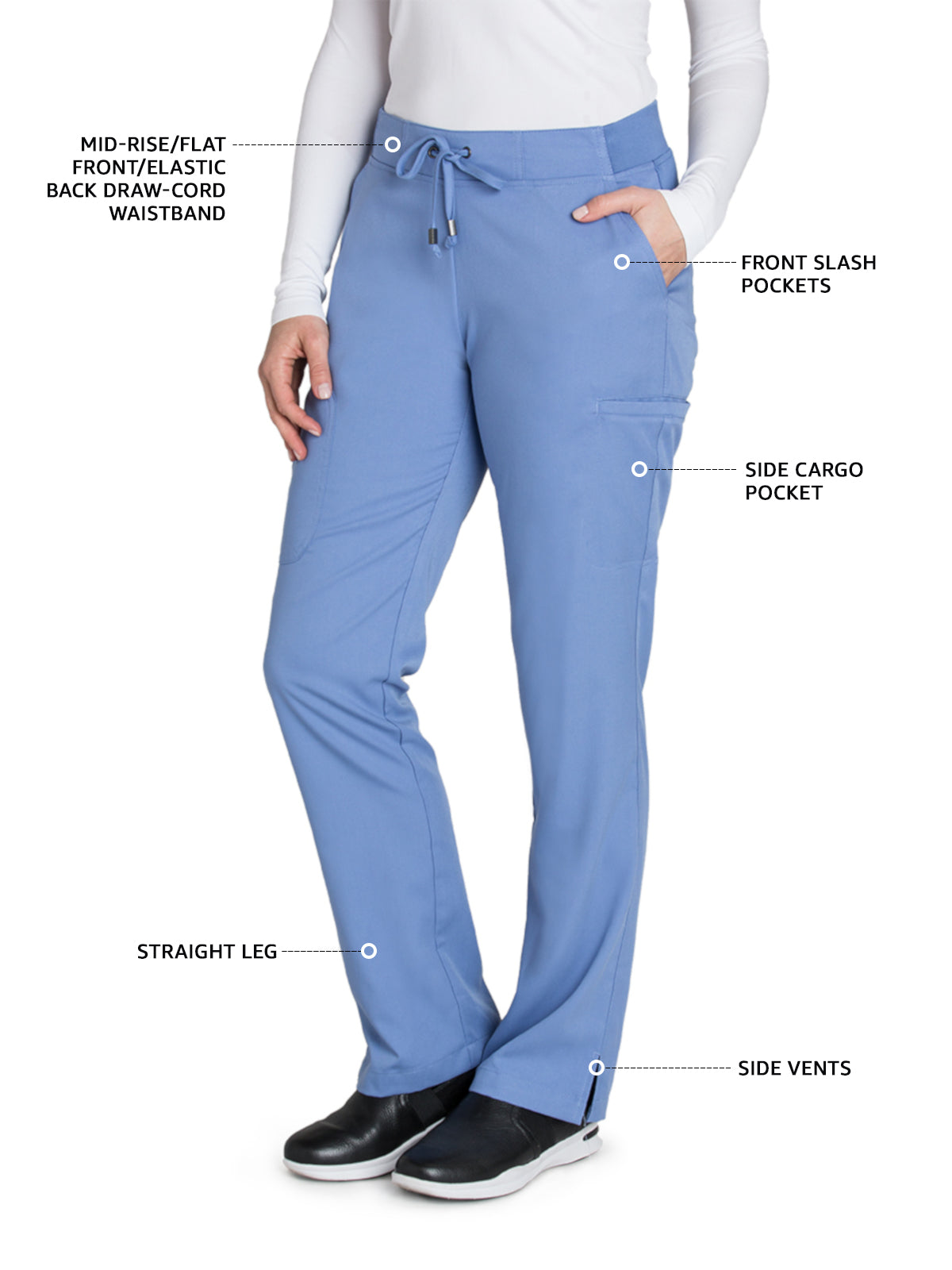 Women's Double Cargo Back Pockets Mia Scrub Pant - 4277 - Ciel Blue