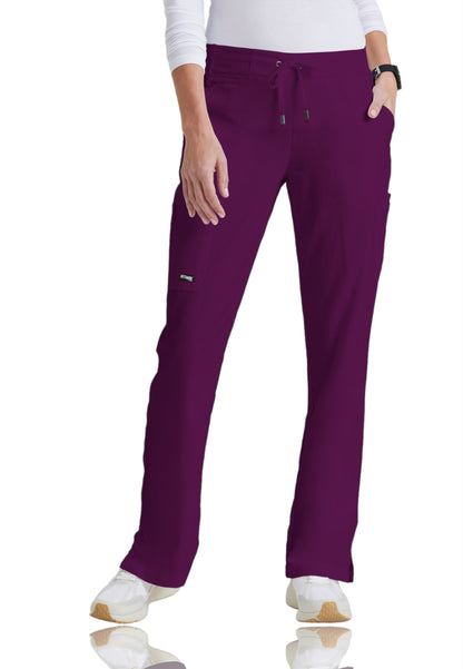 Women's Double Cargo Back Pockets Mia Scrub Pant - 4277 - Wine