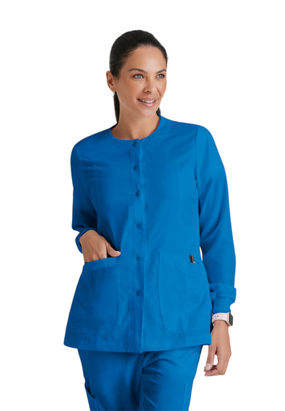 Women's Round Neck Jamie Warm Up Scrub Jacket - 4450 - New Royal