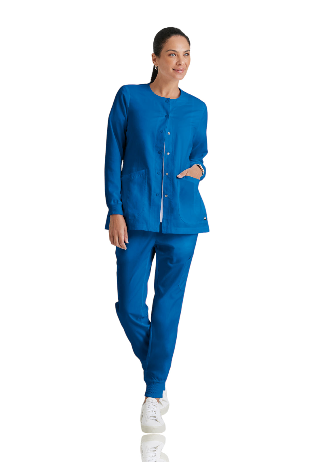 Women's Round Neck Jamie Warm Up Scrub Jacket - 4450 - New Royal