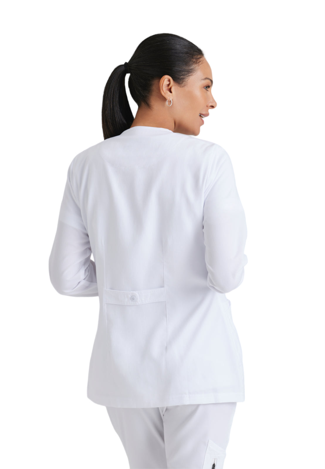 Women's Round Neck Jamie Warm Up Scrub Jacket - 4450 - White