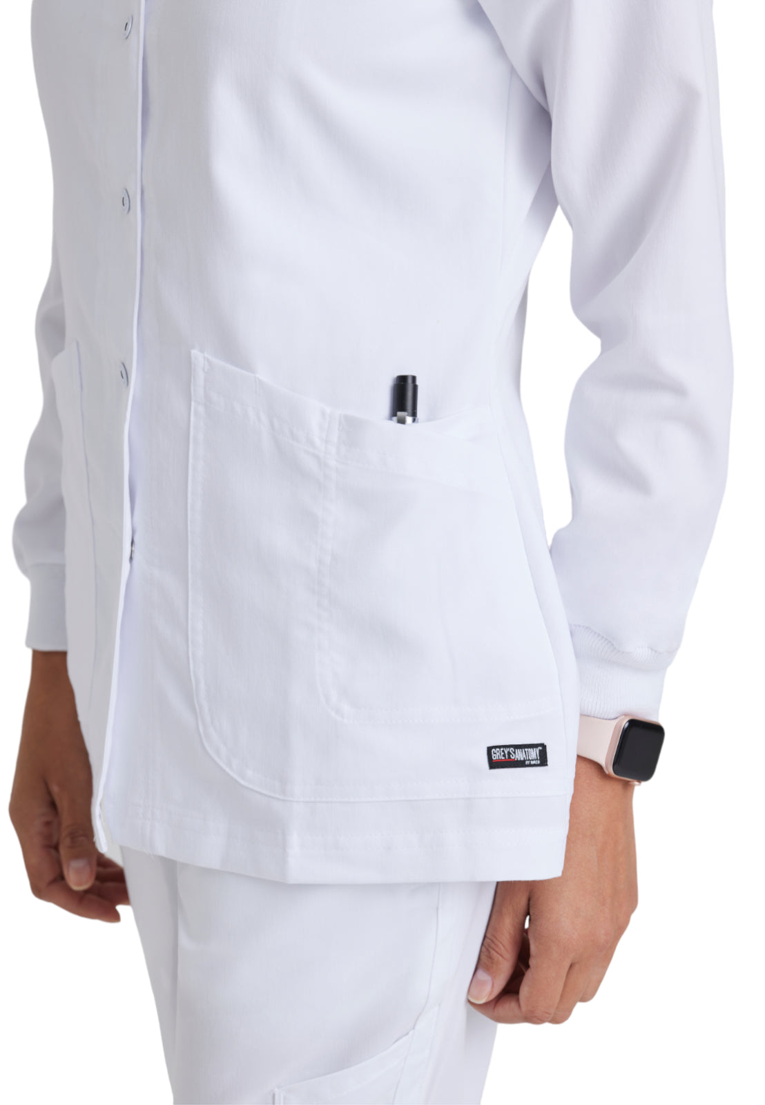 Women's Round Neck Jamie Warm Up Scrub Jacket - 4450 - White