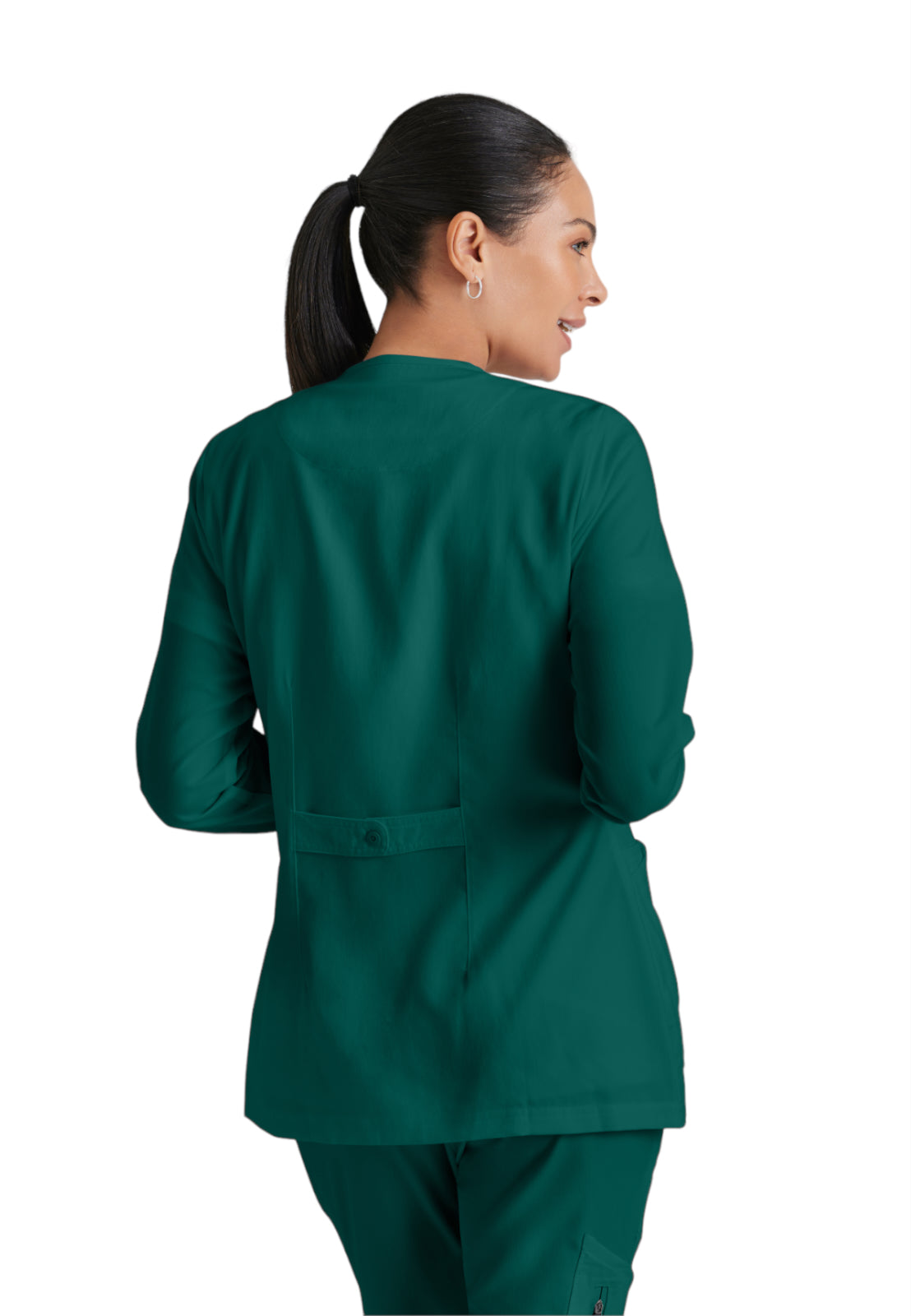 Women's Round Neck Jamie Warm Up Scrub Jacket - 4450 - Hunter Green