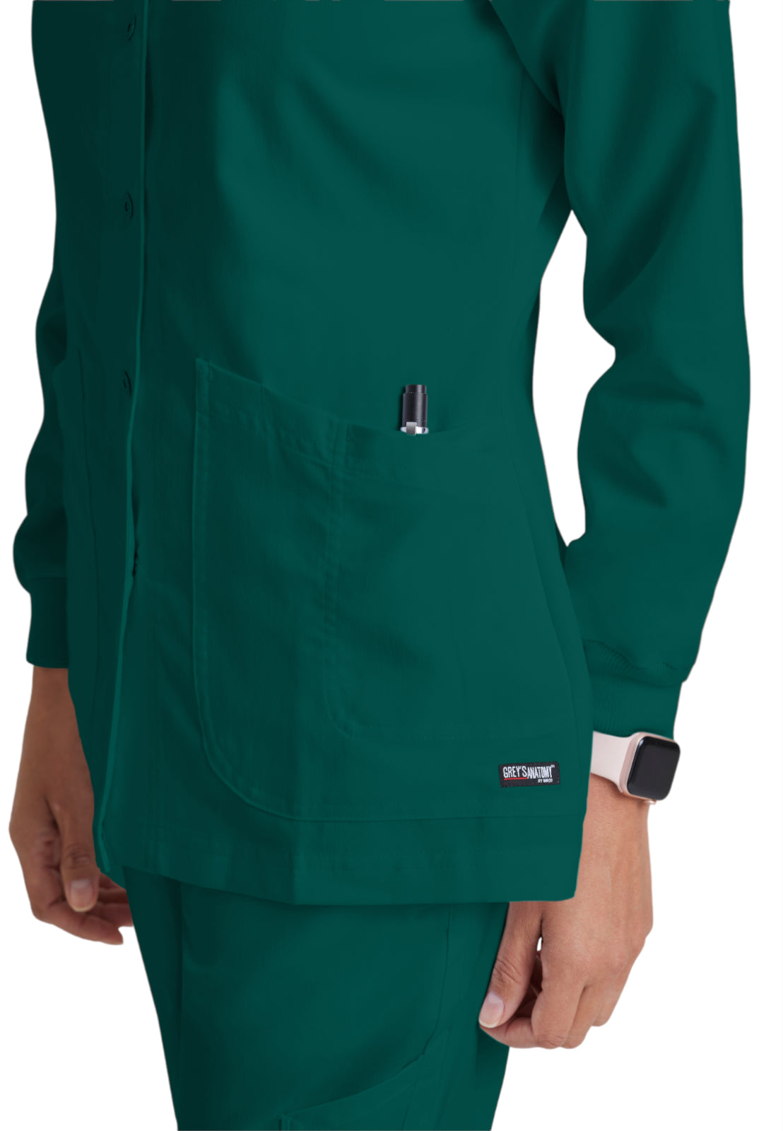 Women's Round Neck Jamie Warm Up Scrub Jacket - 4450 - Hunter Green