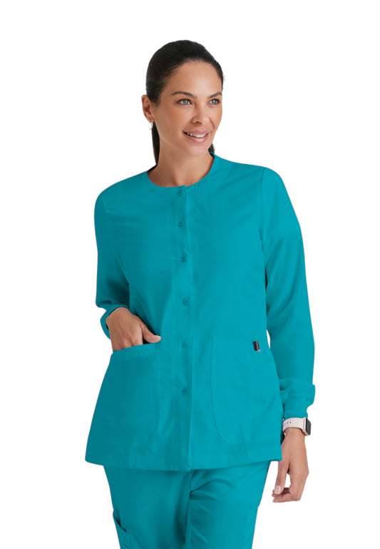 Women's Round Neck Jamie Warm Up Scrub Jacket - 4450 - Teal