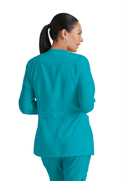 Women's Round Neck Jamie Warm Up Scrub Jacket - 4450 - Teal