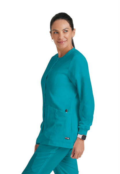 Women's Round Neck Jamie Warm Up Scrub Jacket - 4450 - Teal