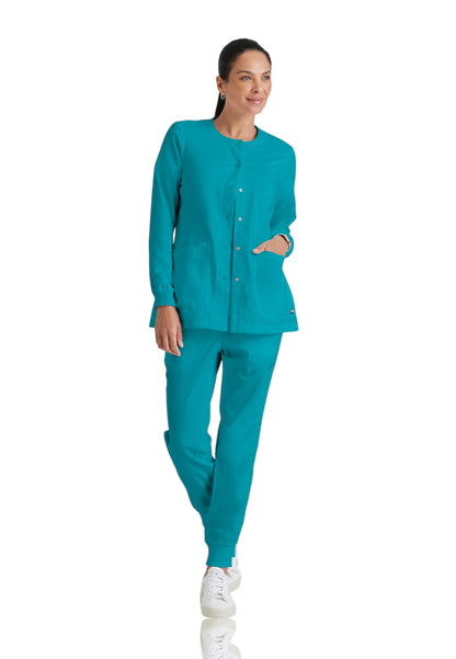 Women's Round Neck Jamie Warm Up Scrub Jacket - 4450 - Teal