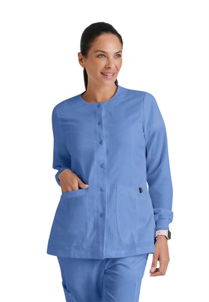 Women's Round Neck Jamie Warm Up Scrub Jacket - 4450 - Ciel Blue