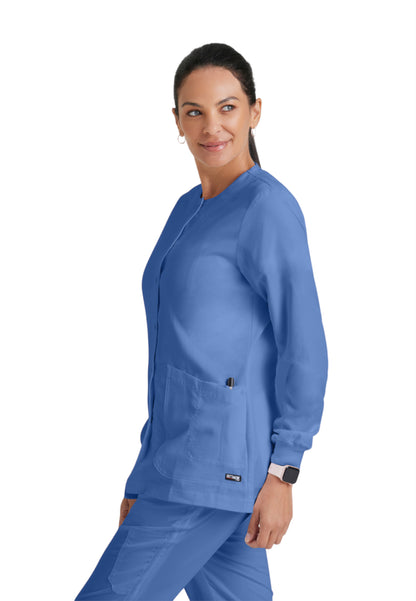 Women's Round Neck Jamie Warm Up Scrub Jacket - 4450 - Ciel Blue