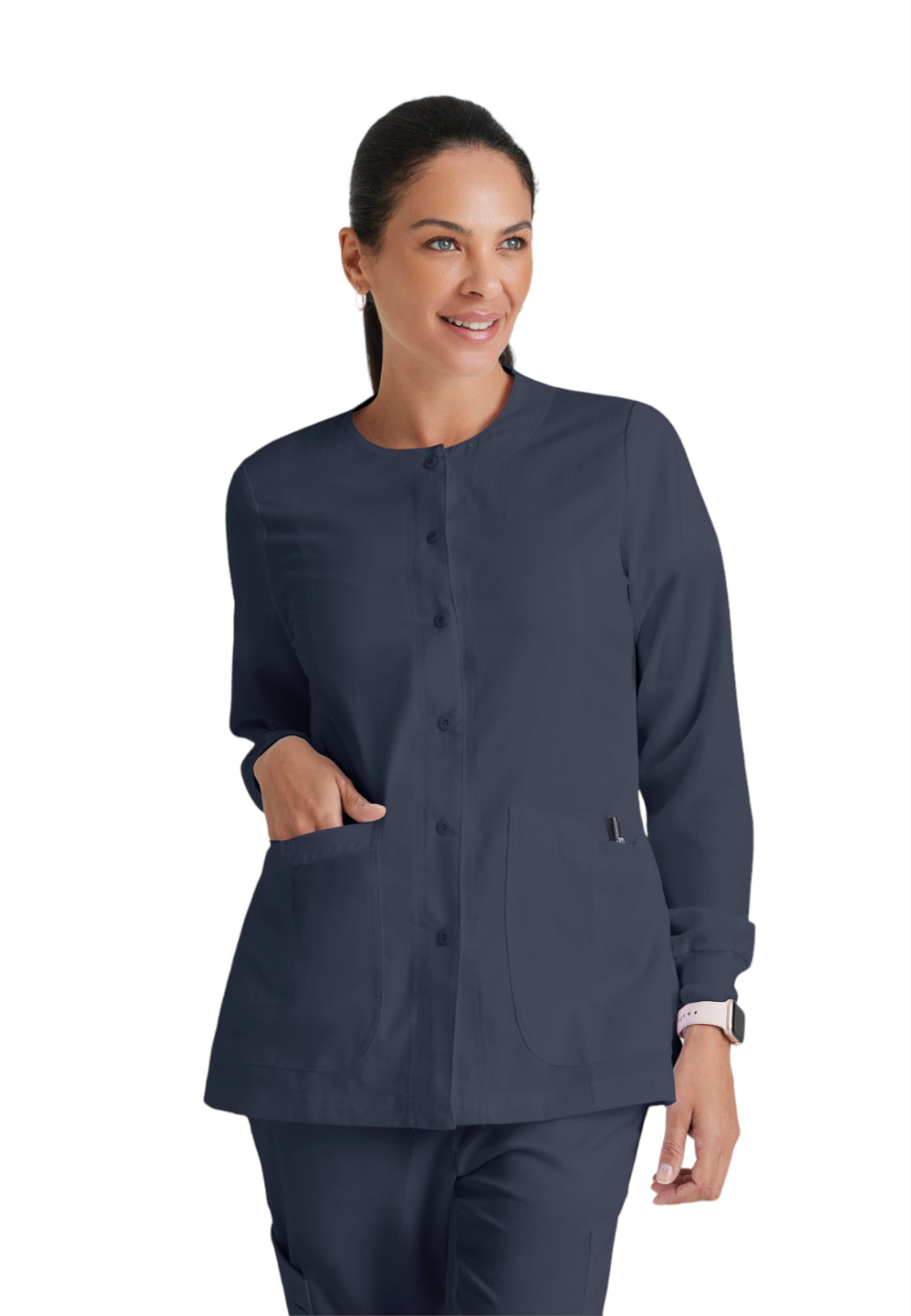 Women's Round Neck Jamie Warm Up Scrub Jacket - 4450 - Steel