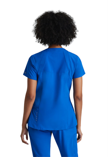 Women's V-Neck Racer Scrub Top - 5105 - New Royal