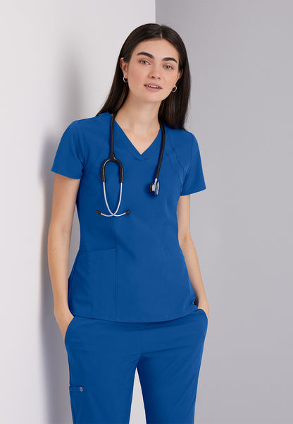 Women's V-Neck Racer Scrub Top - 5105 - New Royal