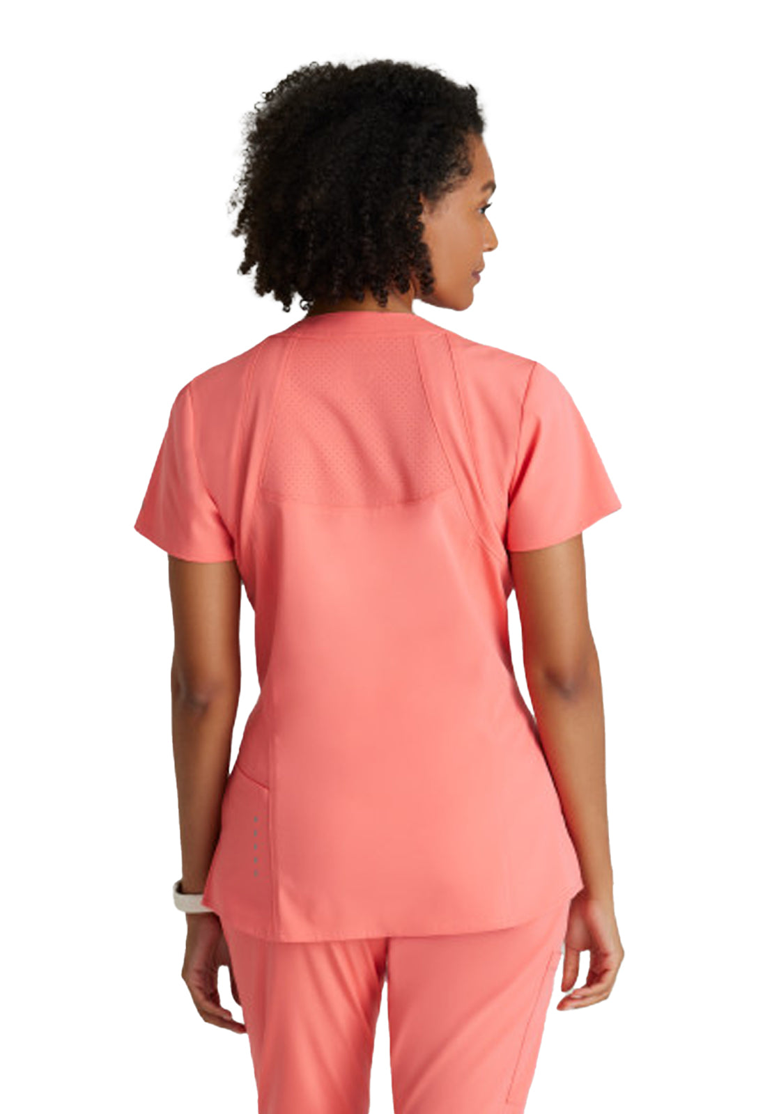 Women's V-Neck Racer Scrub Top - 5105 - Sunset Coral