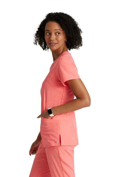 Women's V-Neck Racer Scrub Top - 5105 - Sunset Coral