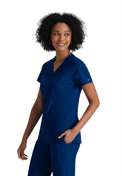 Women's V-Neck Racer Scrub Top - 5105 - Indigo (Navy)