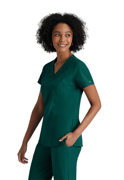 Women's V-Neck Racer Scrub Top - 5105 - Hunter Green