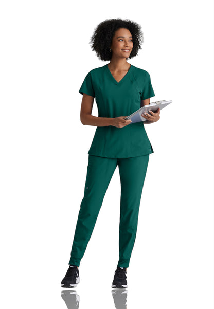 Women's V-Neck Racer Scrub Top - 5105 - Hunter Green