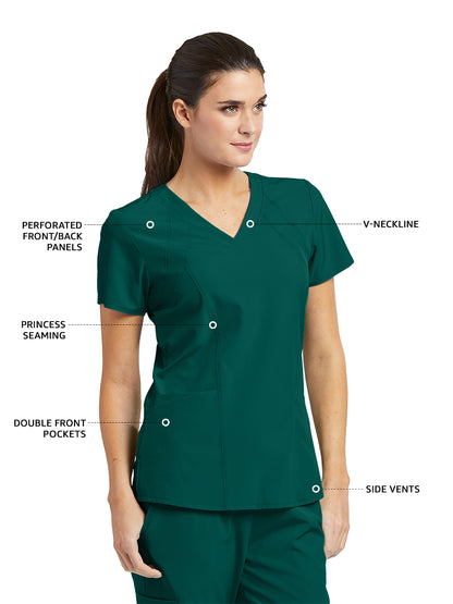 Women's V-Neck Racer Scrub Top - 5105 - Hunter Green