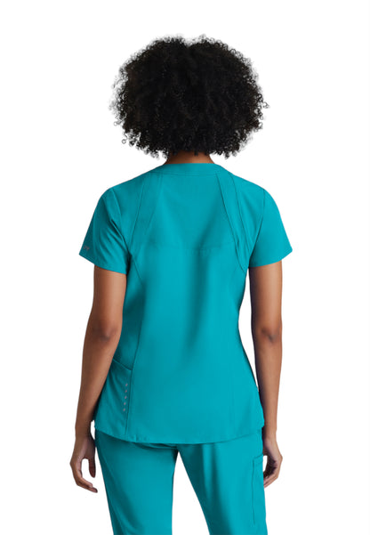 Women's V-Neck Racer Scrub Top - 5105 - Teal