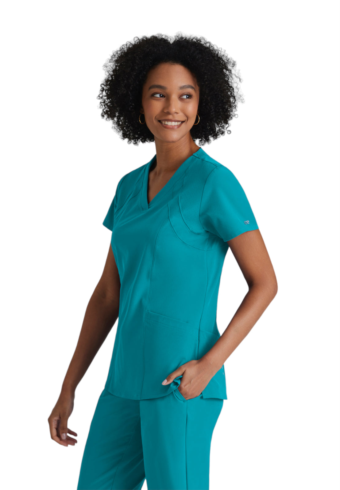 Women's V-Neck Racer Scrub Top - 5105 - Teal