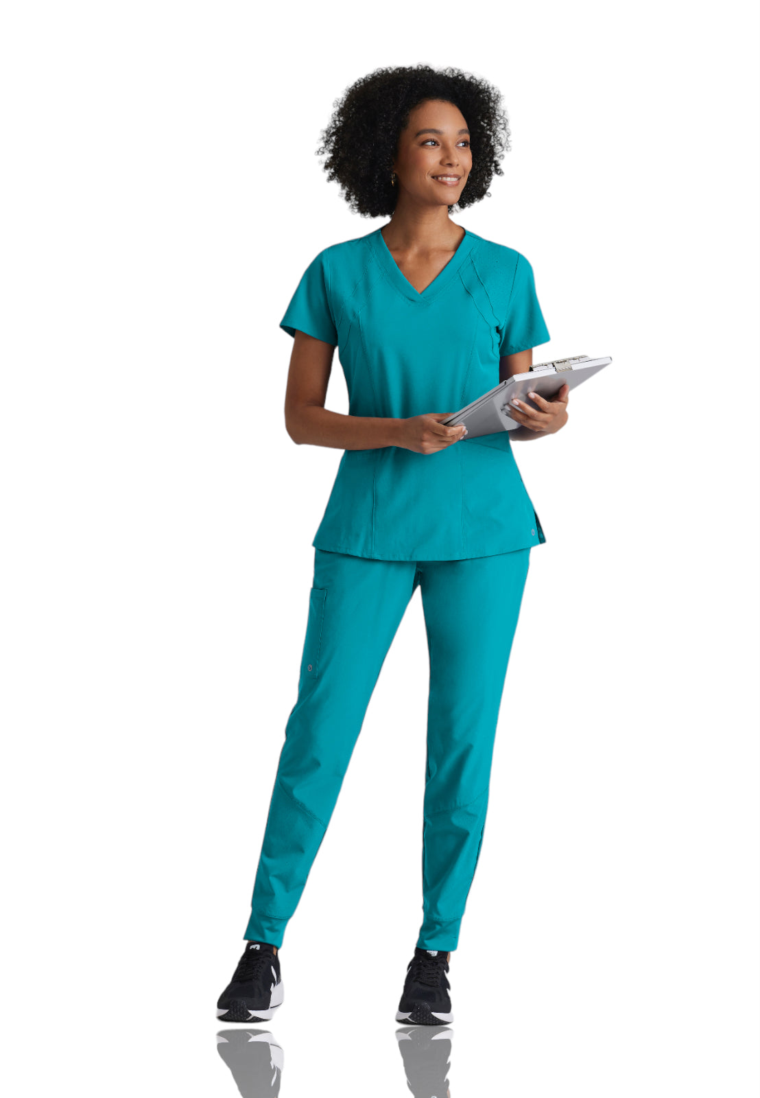 Women's V-Neck Racer Scrub Top - 5105 - Teal