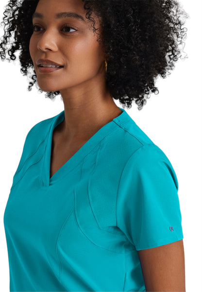 Women's V-Neck Racer Scrub Top - 5105 - Teal